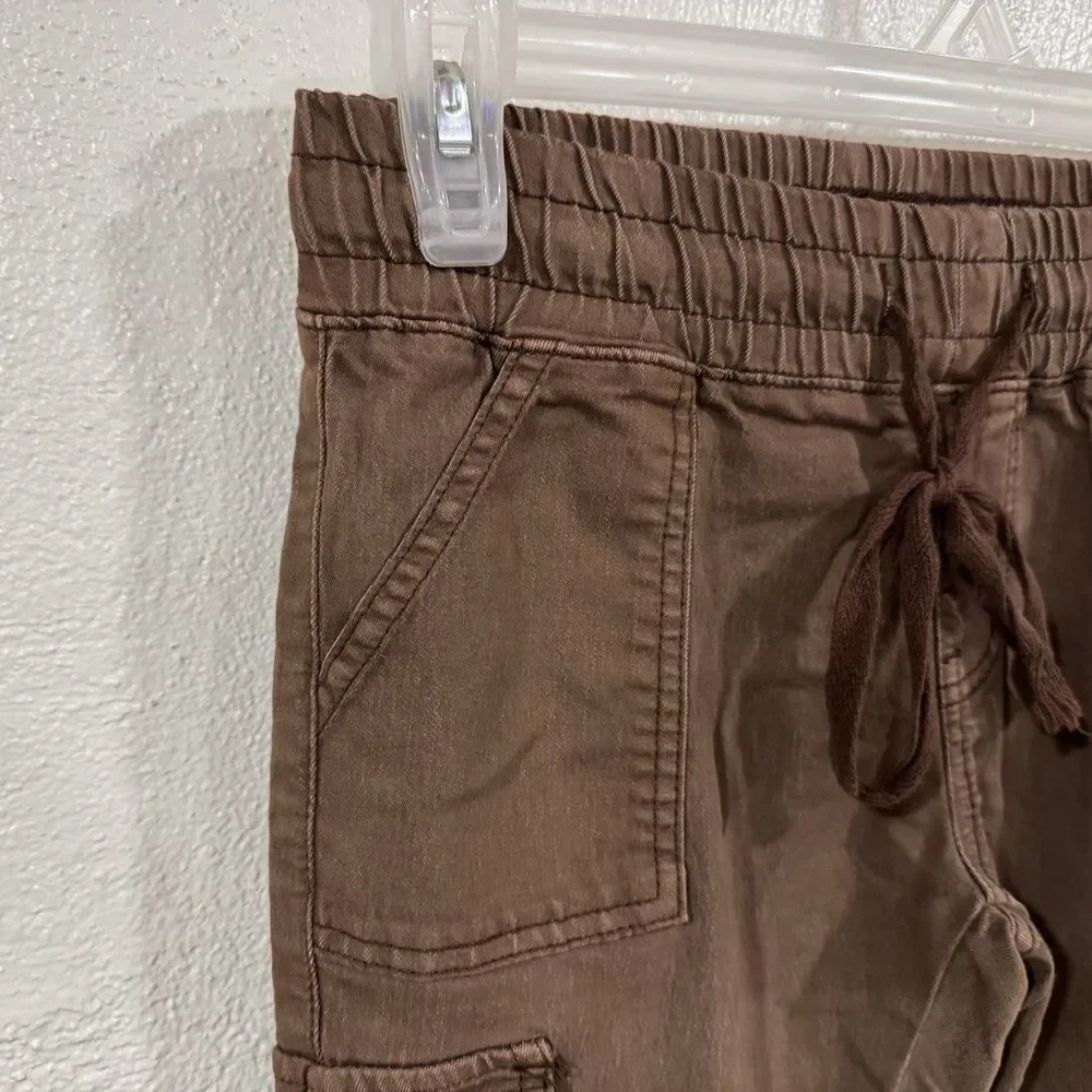 V.I.P. Girls' Size 14 Brown Cargo Jogger Pants Elastic Waist Drawstring Cuffs